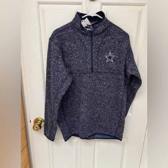 NFL Dallas Cowboys Heathered Navy Quarter-Zip Pullover Jacket Size Medium - Picture 2 of 10